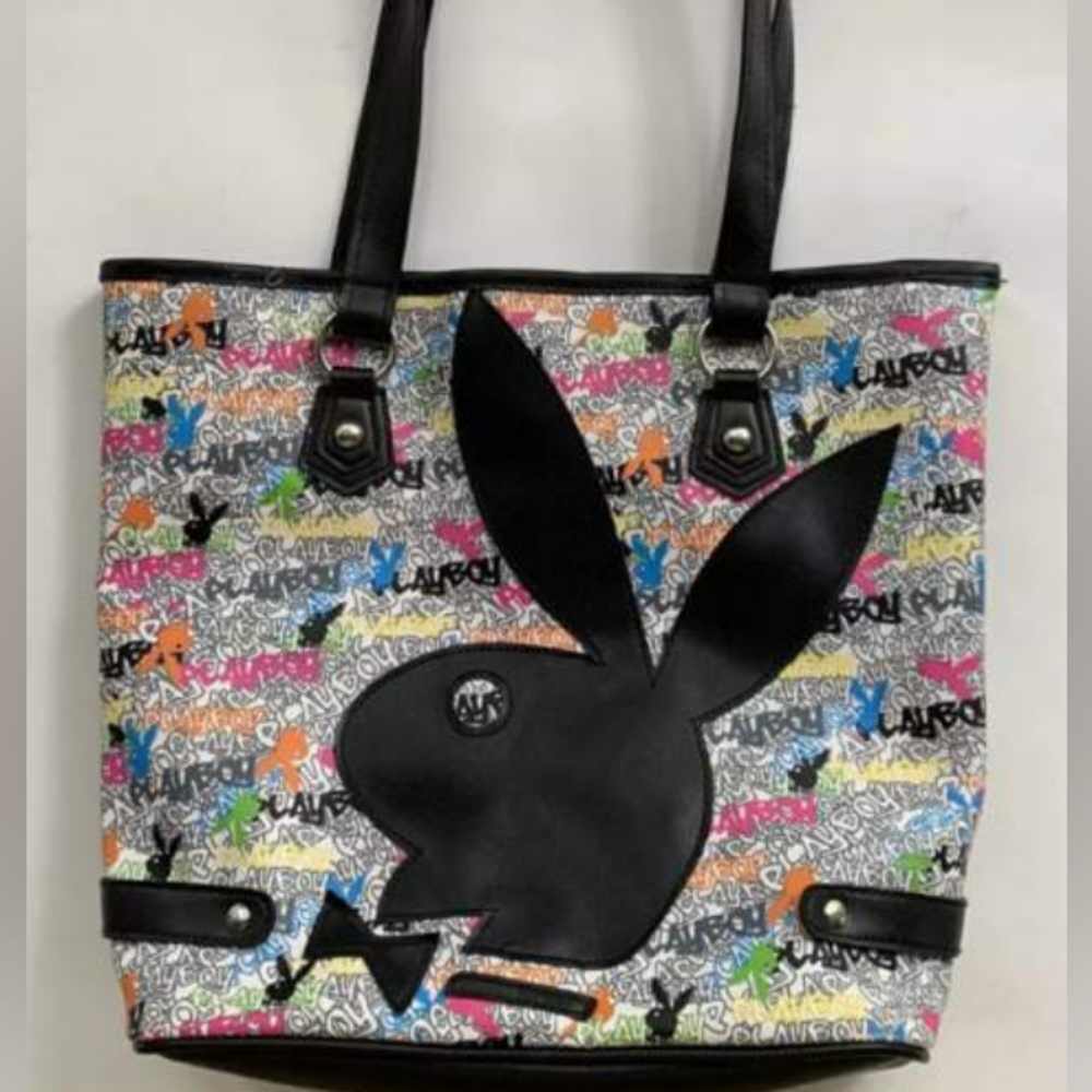 Playboy Vintage Multicolor Handbag Tote w/ snap closure & inside pockets
